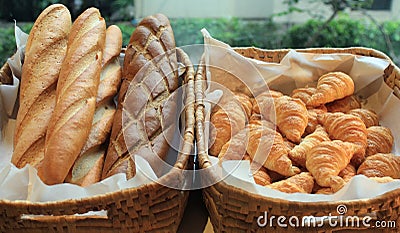 French baguette and croissant