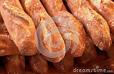 French breads in a bakery