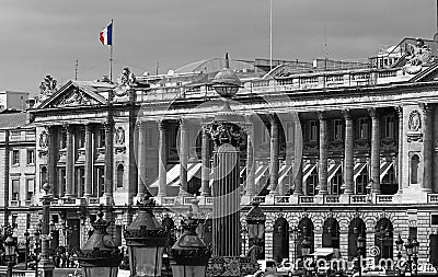 French Flag in the Place de la Concorde, Avenue des Champs Elysees, Paris, France