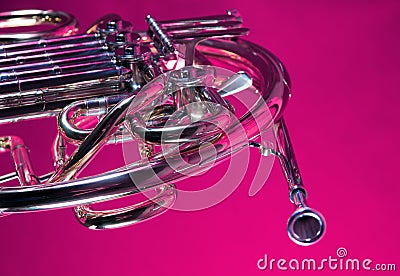 French Horn Isolated On Pink