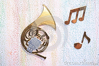 French Horn With Musical Notes
