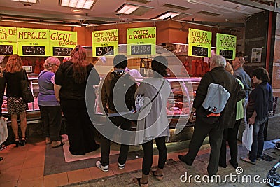 French meat market, Nice, France.