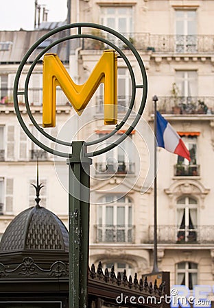 French Metro sign and flag