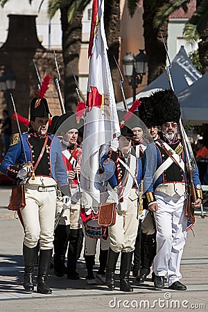 French soldiers marching in the commemoration of the battle of Bailen