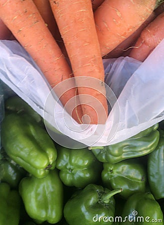 Fresh Carrots and Green Bell Peppers Crete Greece