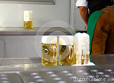 Fresh draft three liters beer at Oktoberfest