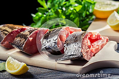 Fresh fish with lemon and salt