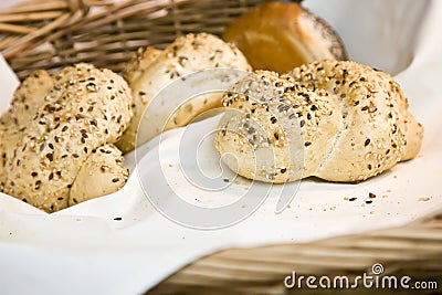 Fresh french bread with sesame