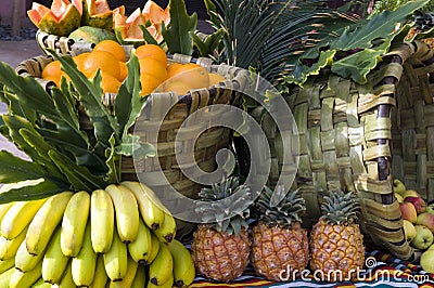 Fresh fruits from the market in baskets