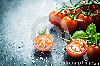 Fresh grape tomatoes with basil