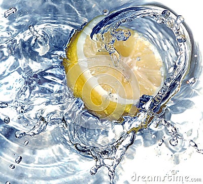 Fresh lemon in water