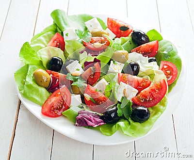 Fresh Mediterranean salad with feta cheese