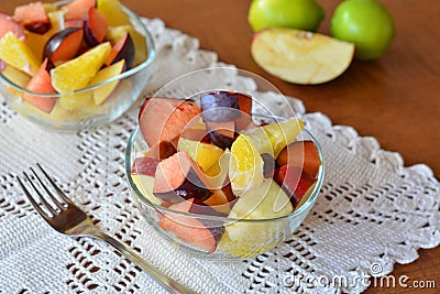 Fresh mixed fruit salad in the bowl