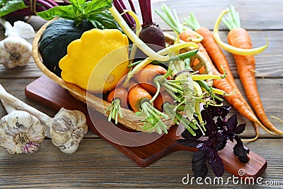 Fresh organic vegetables in a basket