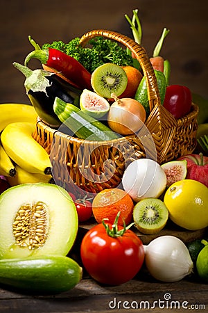Fresh, organic vegetables and fruits