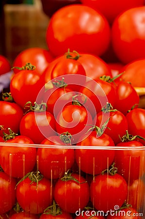 Fresh tomatoes on market