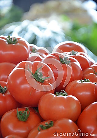 Fresh tomatoes in a market