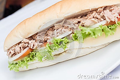 Fresh tuna sandwich baguette