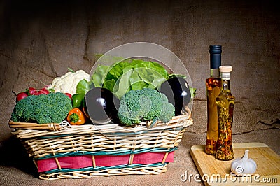 Fresh vegetables in a basket