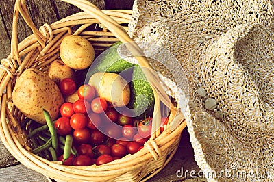 Fresh vegetables in a basket.