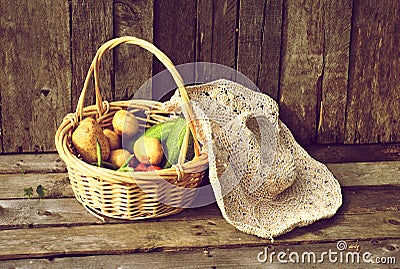 Fresh vegetables in a basket.