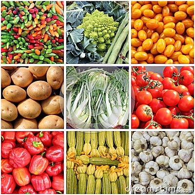 Fresh vegetables collage