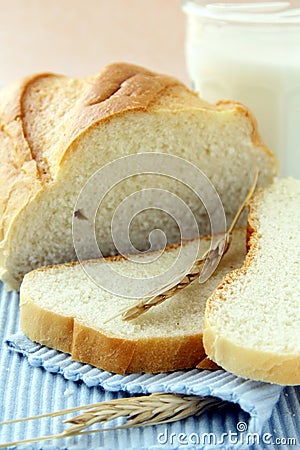 Fresh white bread with milk