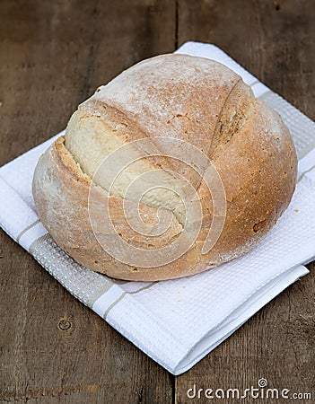 Freshly baked French pain de campagne loaf of bread