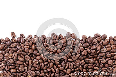 Freshly roasted coffee beans border