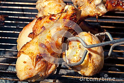 Fried chicken on the grill