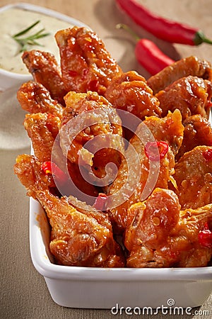 Fried chicken wings with sweet chili sauce