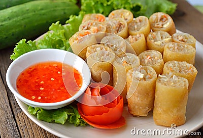 Fried Chinese Traditional Spring rolls food