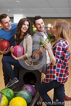 Friends at bowling alley