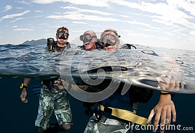 Friends go scuba diving