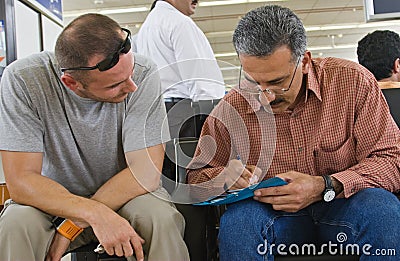 Friends waiting in airport