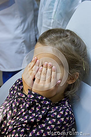 Frightened girl at dentist s