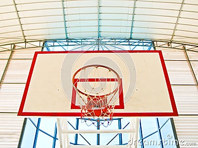 Front of Basketball hoop in stadium