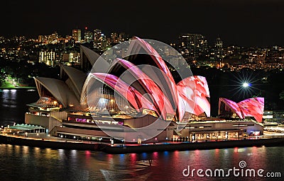 Front elevated view of Sydney Opera House