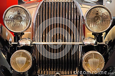 Front of an old luxury car