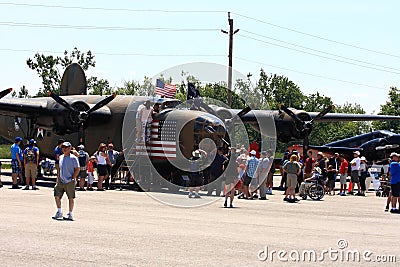 Front view of heavy bomber The B-24 Liberator ?Diamond Lil? on Fathers Day SkyFest in Hamilton Ontario