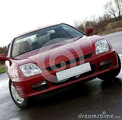 Front view red car