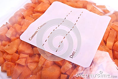 Frozen Carrot Pieces in Plastic Freezer Bag