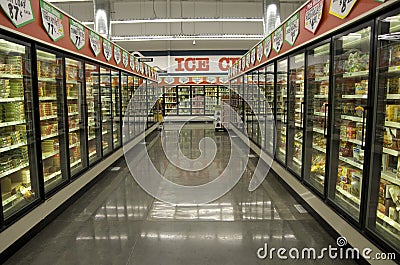 Frozen food in grocery store