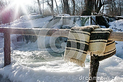 Frozen Romanian traditional stream whirlpool