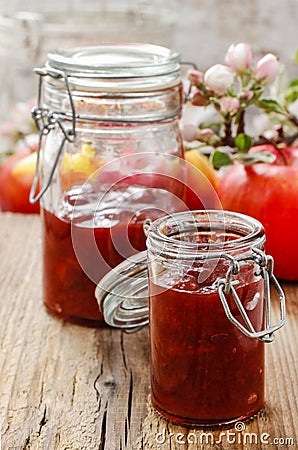 Fruit jam in preserving jar