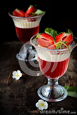 Fruit jelly in glasses