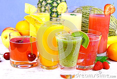 Fruit juice from kiwi, cherry, melon, tangerine, pear, apricot