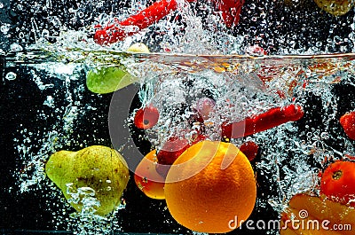 Fruit Splash on water