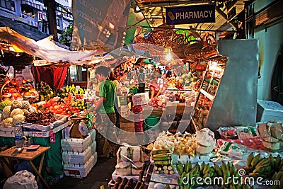 Fruit and vegetablemarket in Bangkok early morning