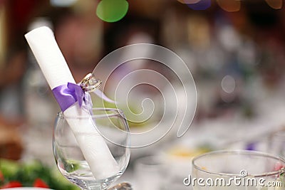 Fruit wine glasses in a restaurant table setting